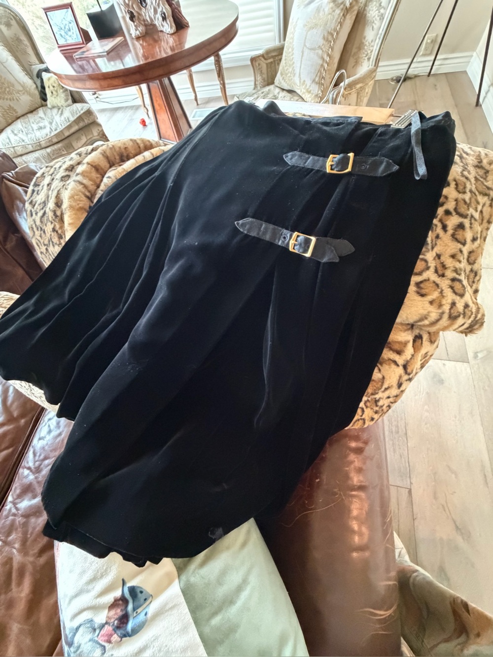 Vintage Brushed black velvet Ralph Lauren pleated kilt